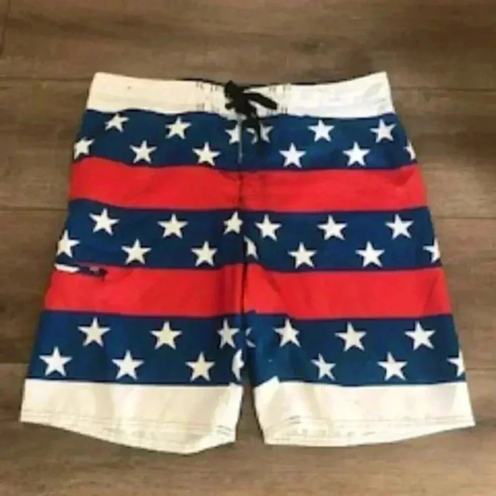 Hang 10‎ Patriotic Flag Board Shorts swim suit   Men's Sz 38